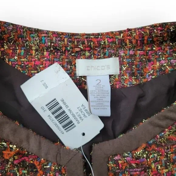 Chico's Rainbow Shine Vikey Wool Blend Multicolor Blazer Jacket Women Sz 2 / L - Picture 4 of 16
